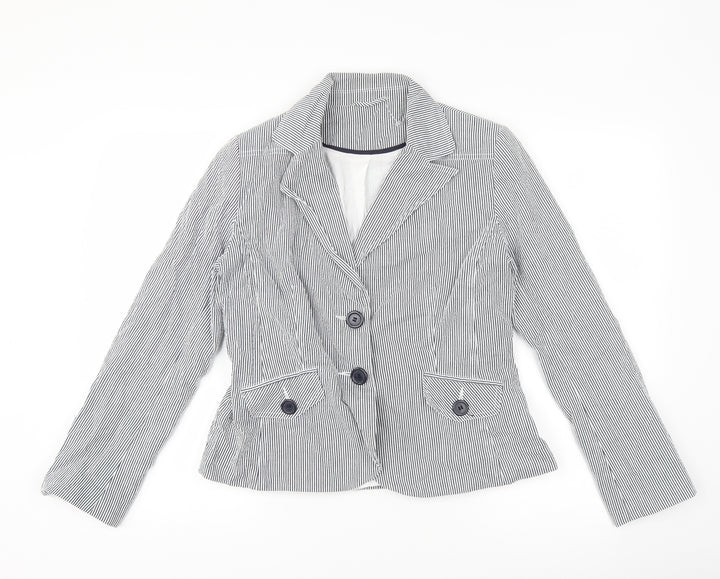 New Look Womens Blue Striped Jacket Suit Jacket Size 14