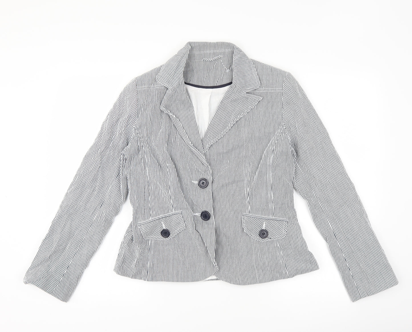 New Look Womens Blue Striped  Jacket Suit Jacket Size 14