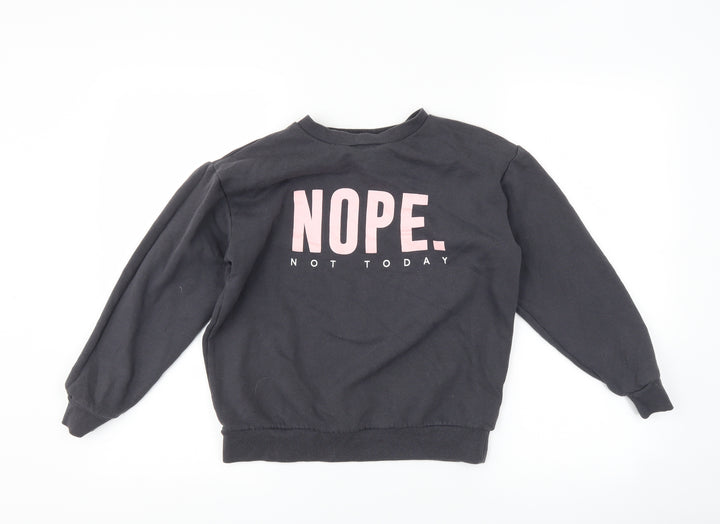 New Look Girls Grey   Pullover Sweatshirt Size 10-11 Years  - slogan