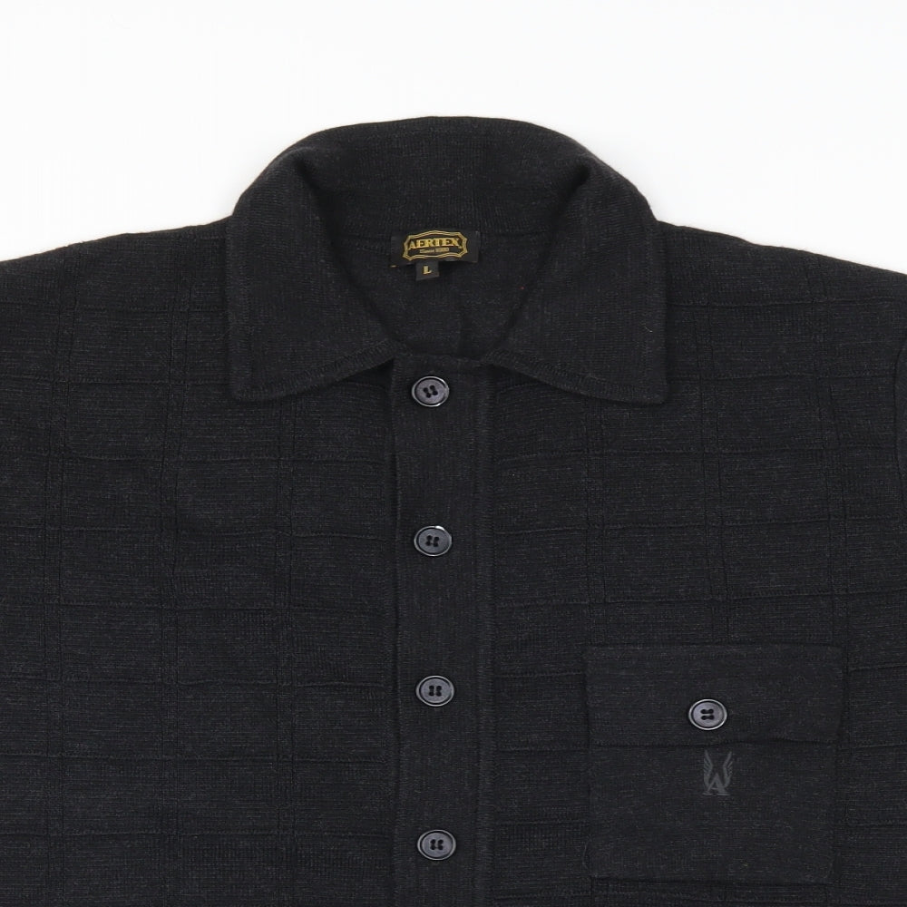 Aertex Womens Grey   Basic Button-Up Size L
