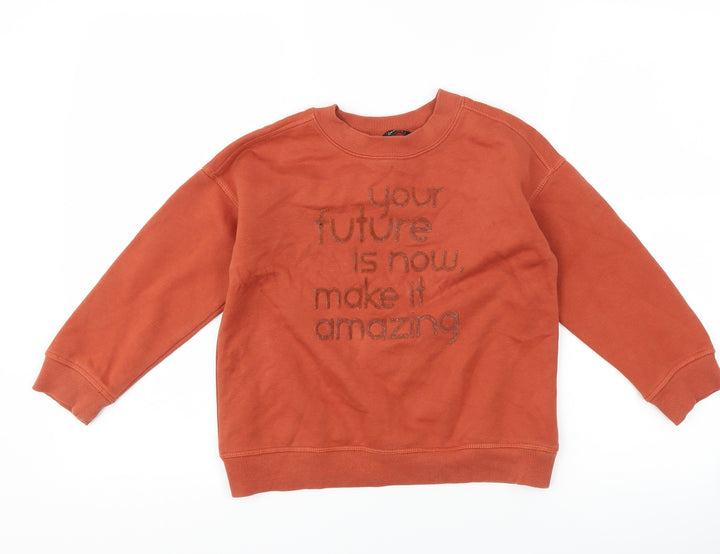 George Boys Brown   Pullover Sweatshirt Size 6-7 Years  - slogan
