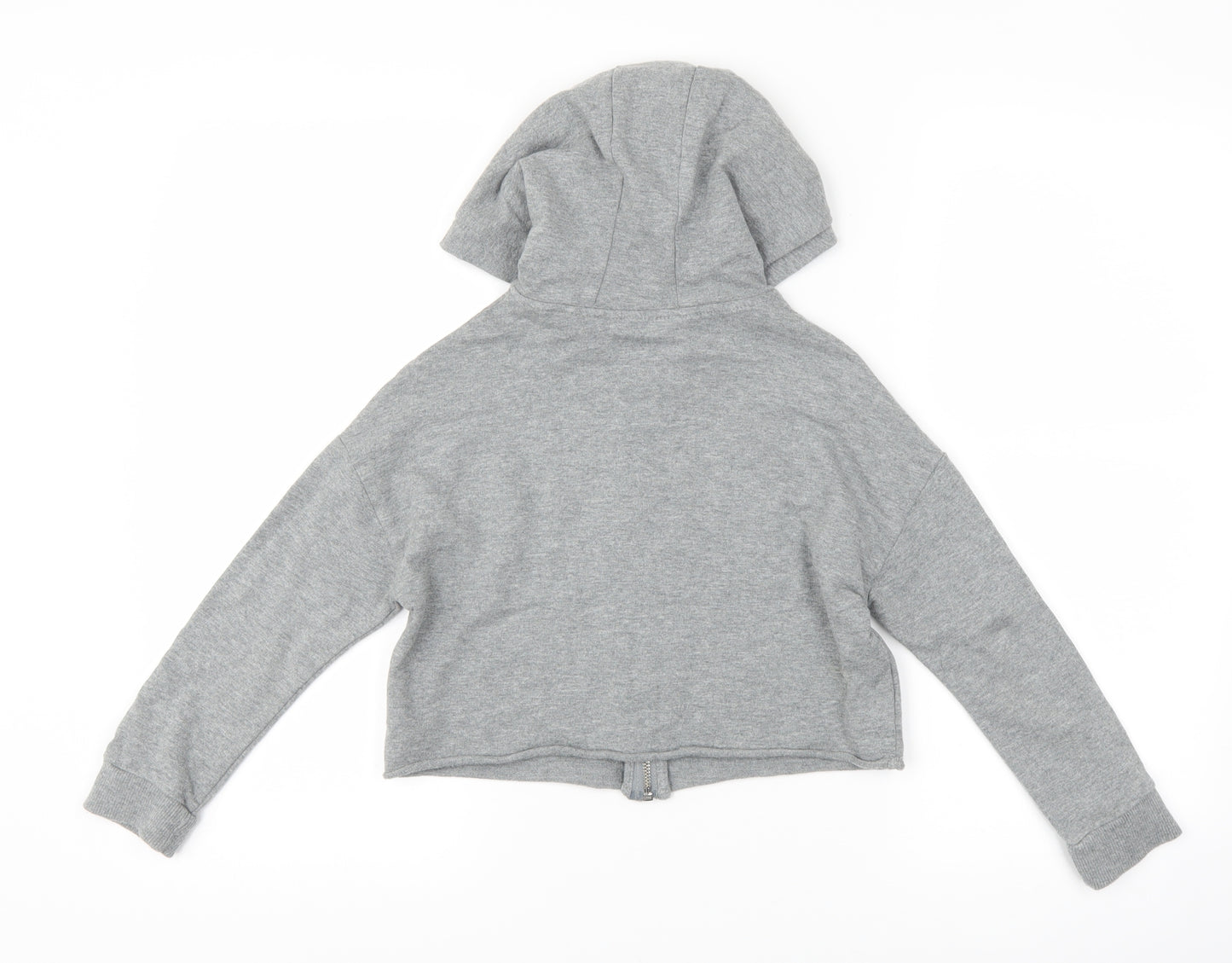 NEXT Girls Grey Striped  Full Zip Hoodie Size 7 Years  - cropped