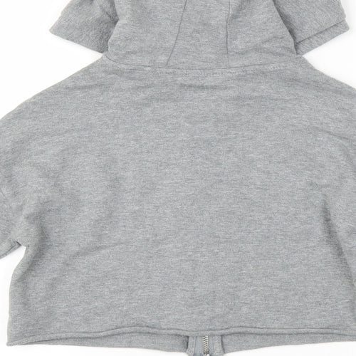NEXT Girls Grey Striped  Full Zip Hoodie Size 7 Years  - cropped