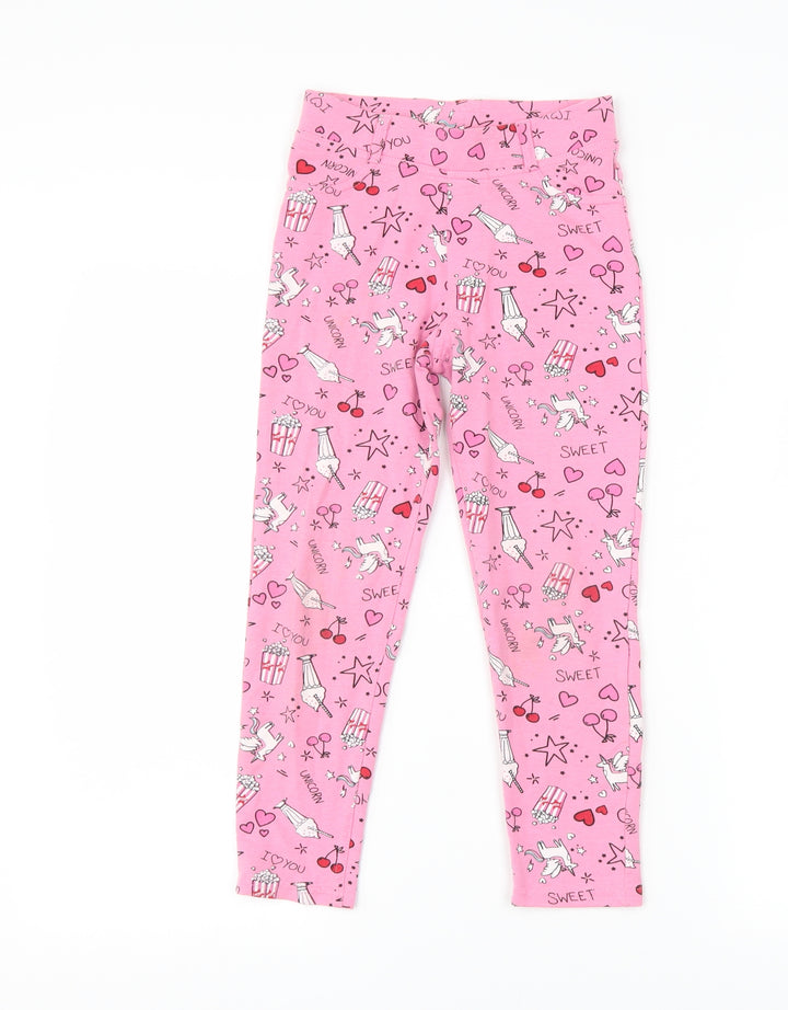 Matalan Girls Pink   Chino Trousers Size 7 Years - unicorn
