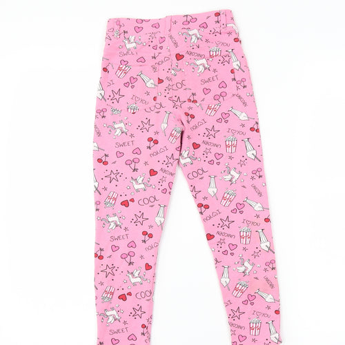 Matalan Girls Pink   Chino Trousers Size 7 Years - unicorn