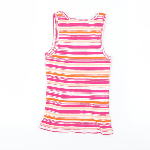 Matalan Girls Pink Striped  Basic Tank Size 7 Years