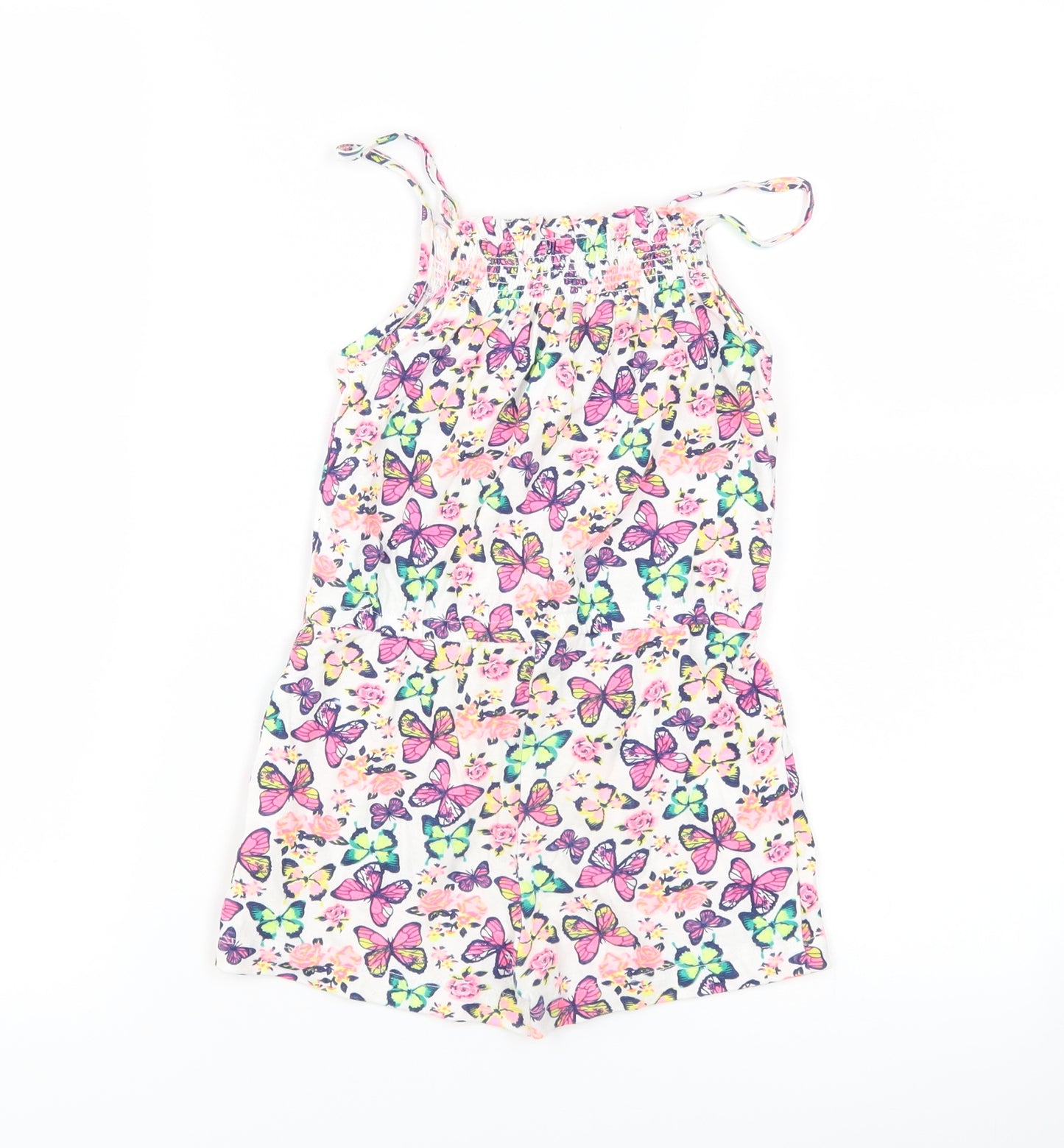 Young Dimension Girls White   Playsuit One-Piece Size 6-7 Years  - butteflies
