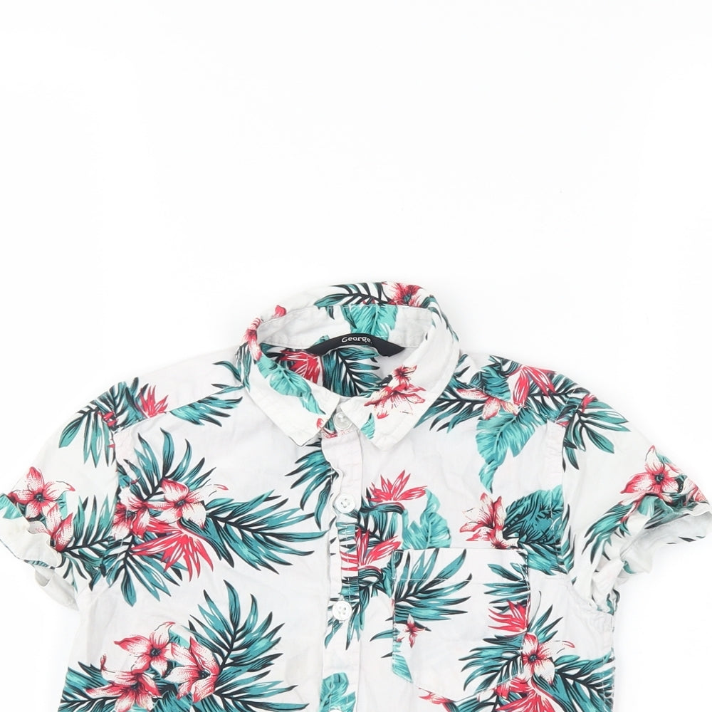 George Boys White Floral  Basic Button-Up Size 4-5 Years