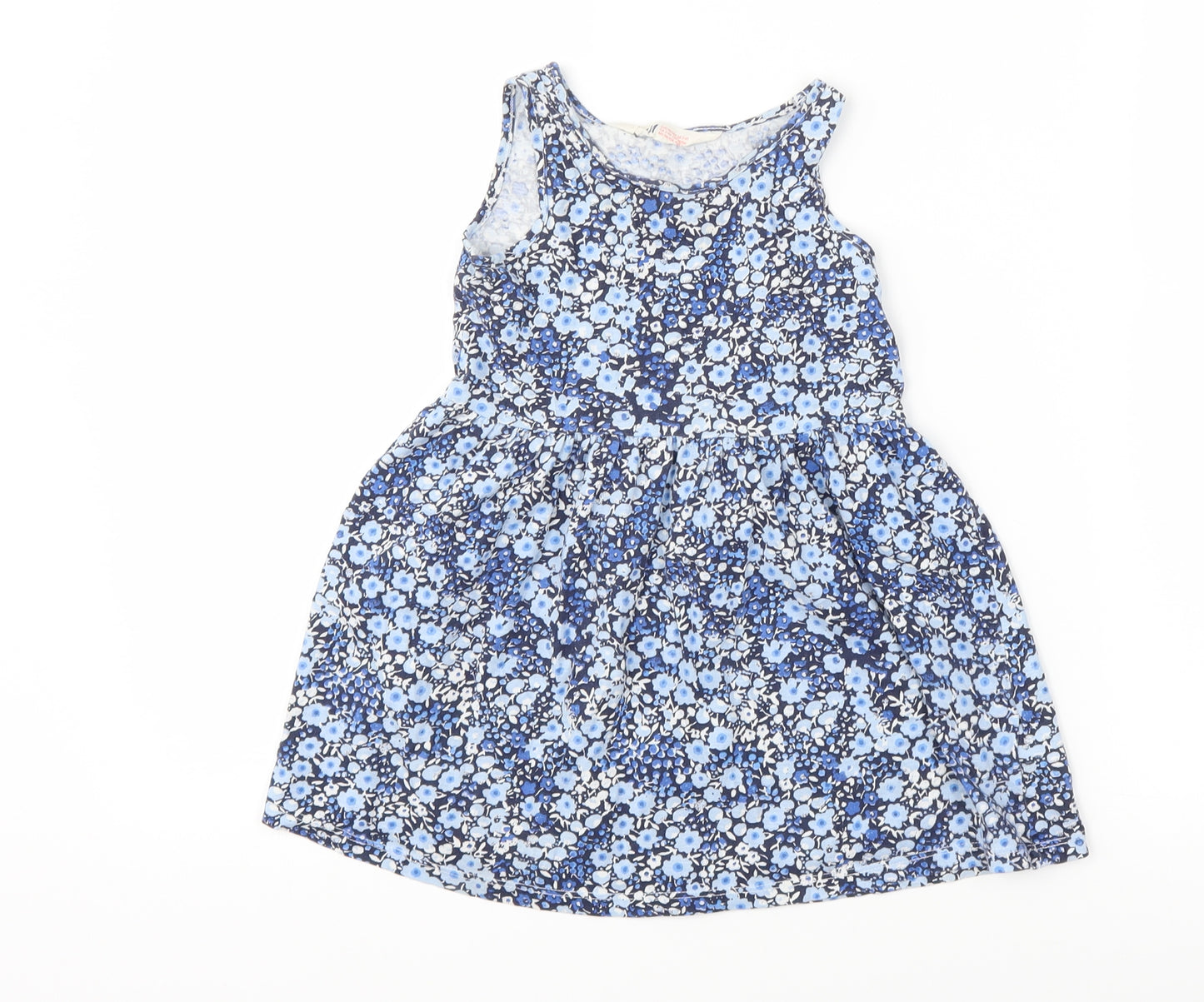 H&M Girls Blue Floral  Tank Dress  Size 3-4 Years