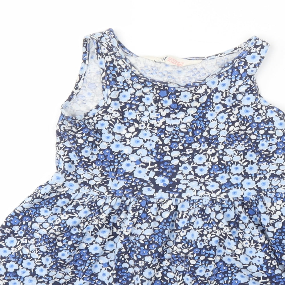 H&M Girls Blue Floral  Tank Dress  Size 3-4 Years