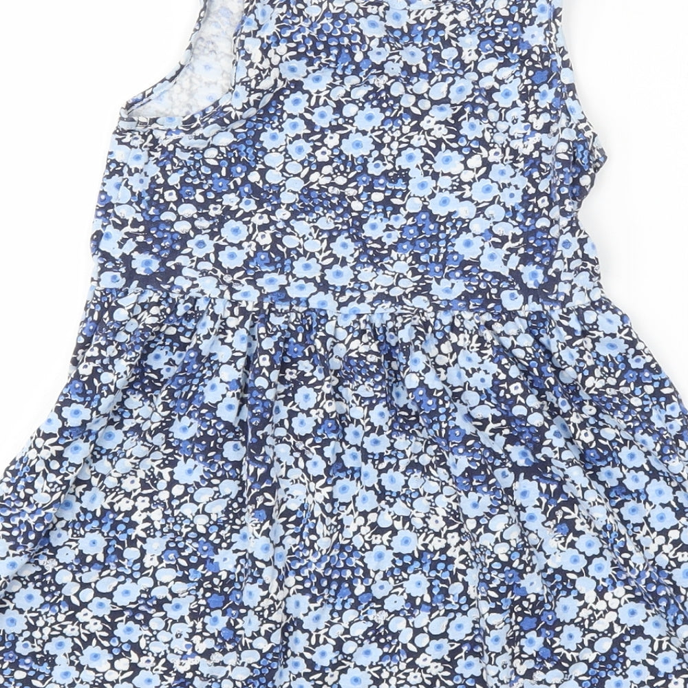 H&M Girls Blue Floral  Tank Dress  Size 3-4 Years