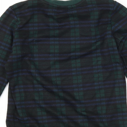 River Island Girls Green Check  Pullover Sweatshirt Size 9-10 Years