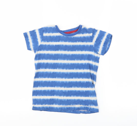Front view of Matalan boys’ blue striped basic t-shirt, size 4-5, years - tie dye