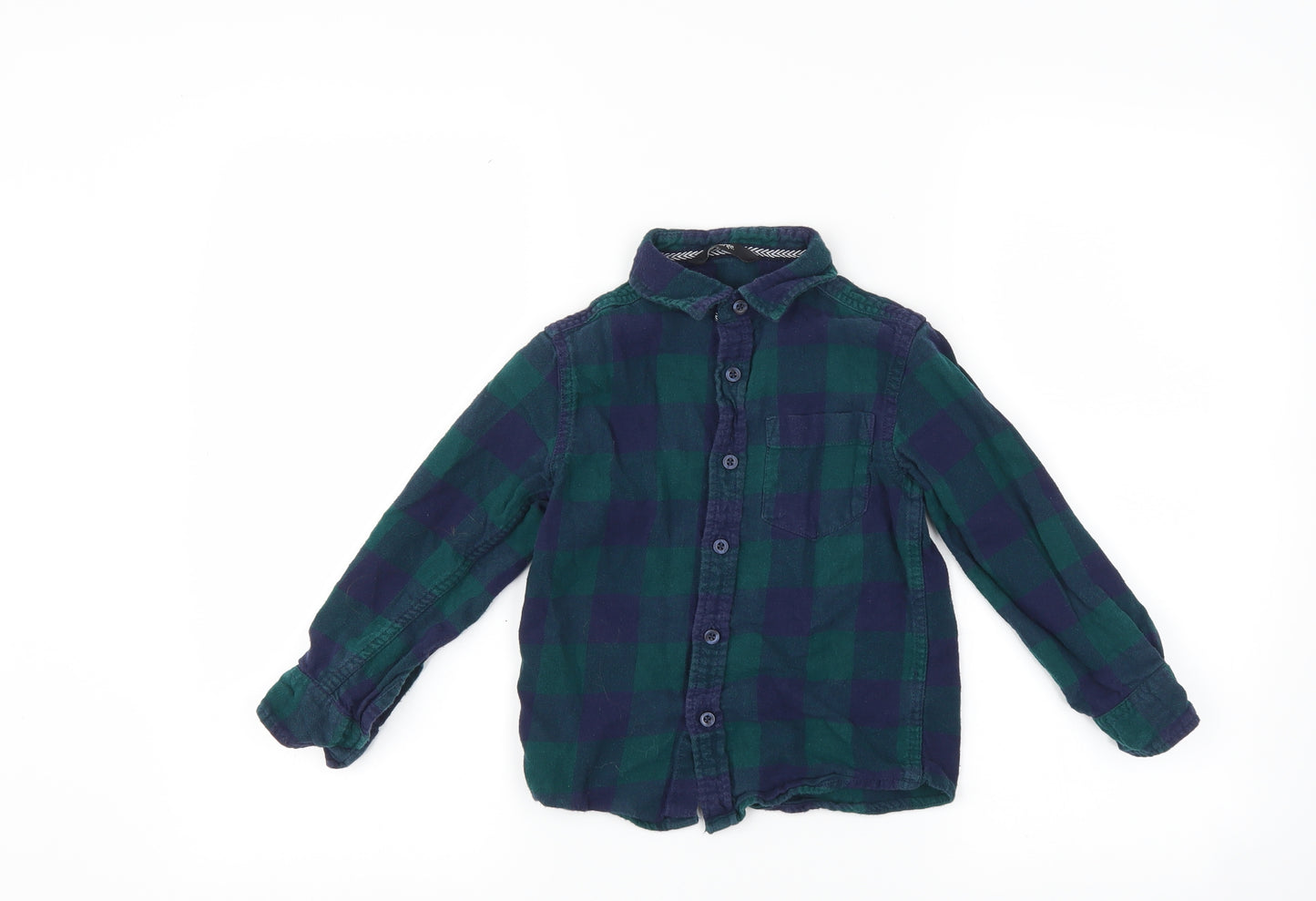 George Boys Green Check  Basic Button-Up Size 4-5 Years