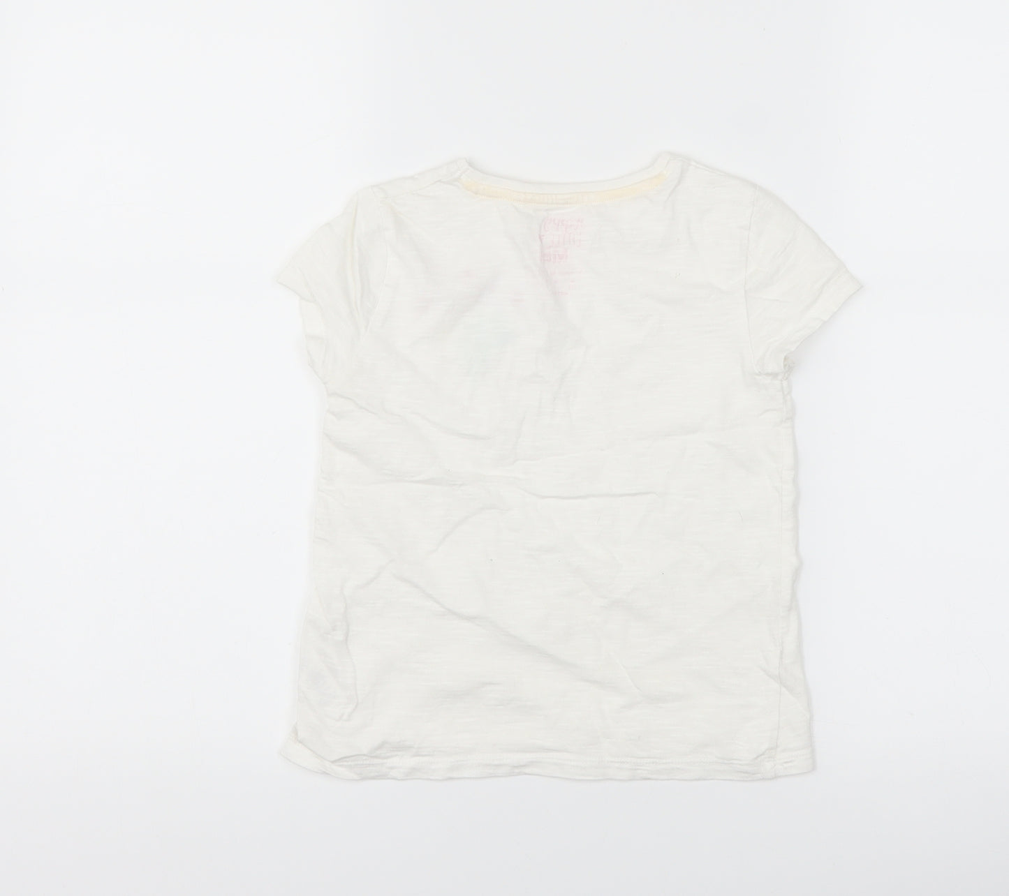 F&F Girls White   Basic T-Shirt Size 5-6 Years  - flowers