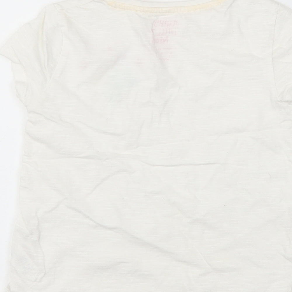 F&F Girls White   Basic T-Shirt Size 5-6 Years  - flowers