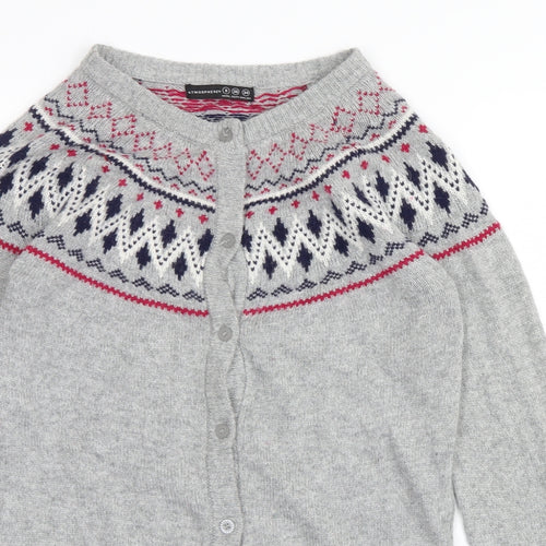 Atmoshpere Womens Grey Argyle/Diamond  Cardigan Jumper Size 8