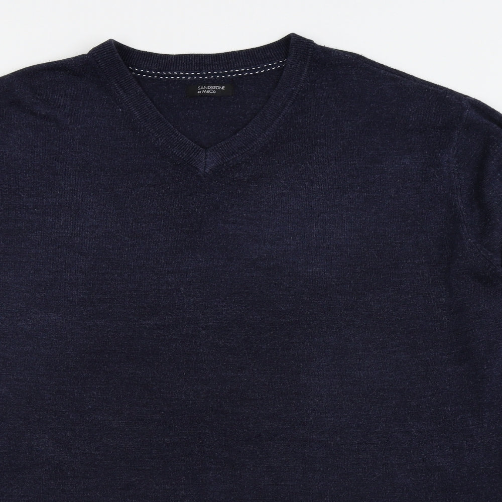 M&Co Mens Blue   Pullover Jumper Size L