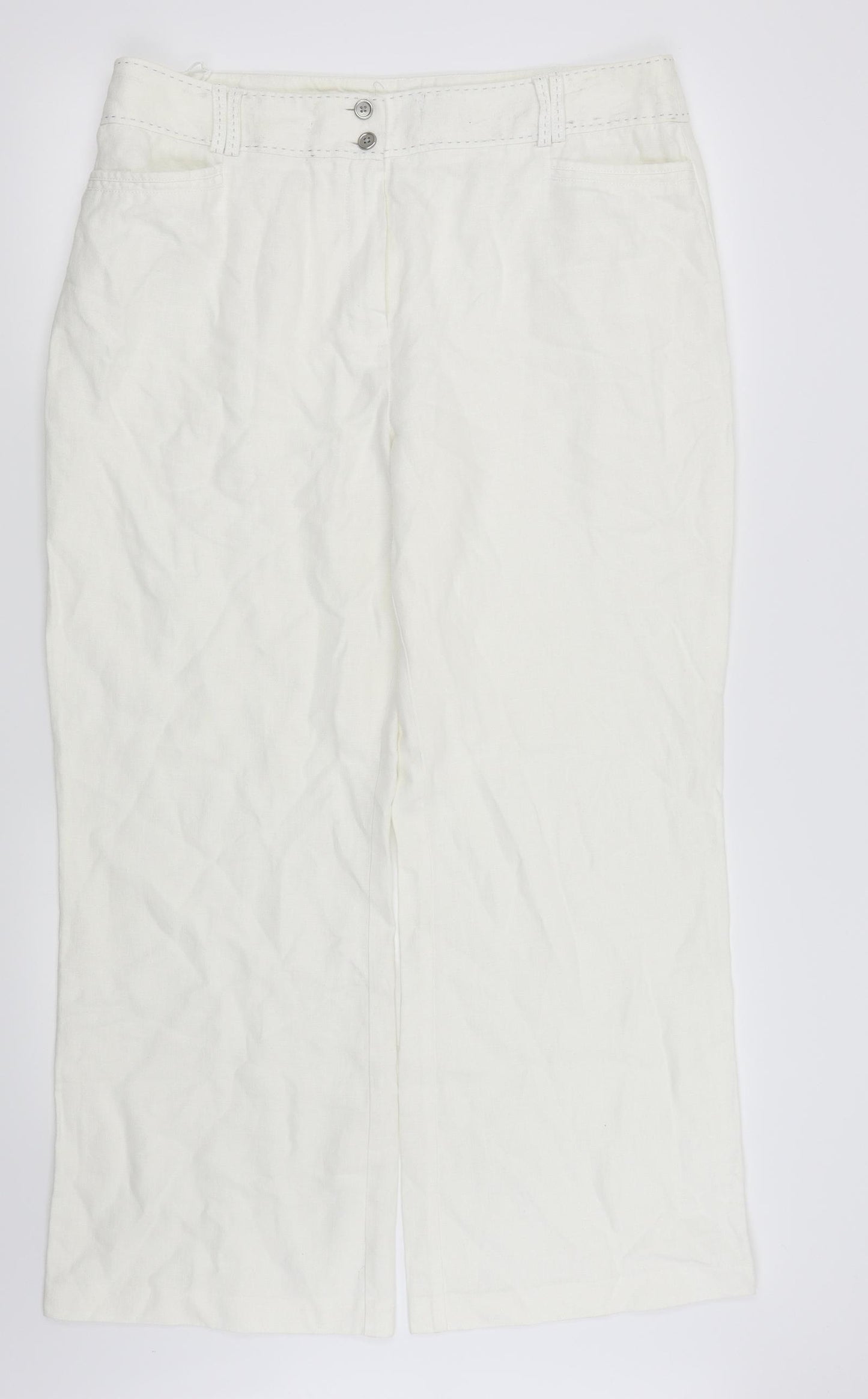 Per Una Womens White   Trousers  Size 16 L27 in