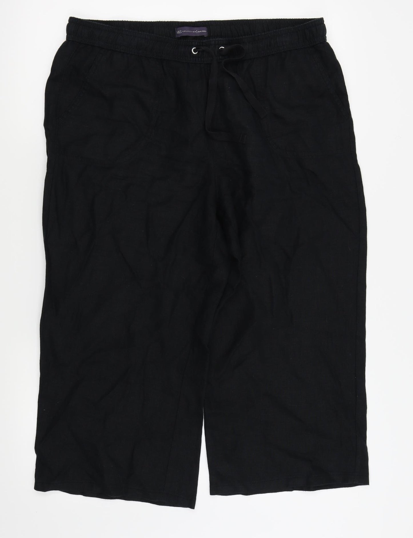 M&s Womens Black   Capri Trousers Size 14 L20 in
