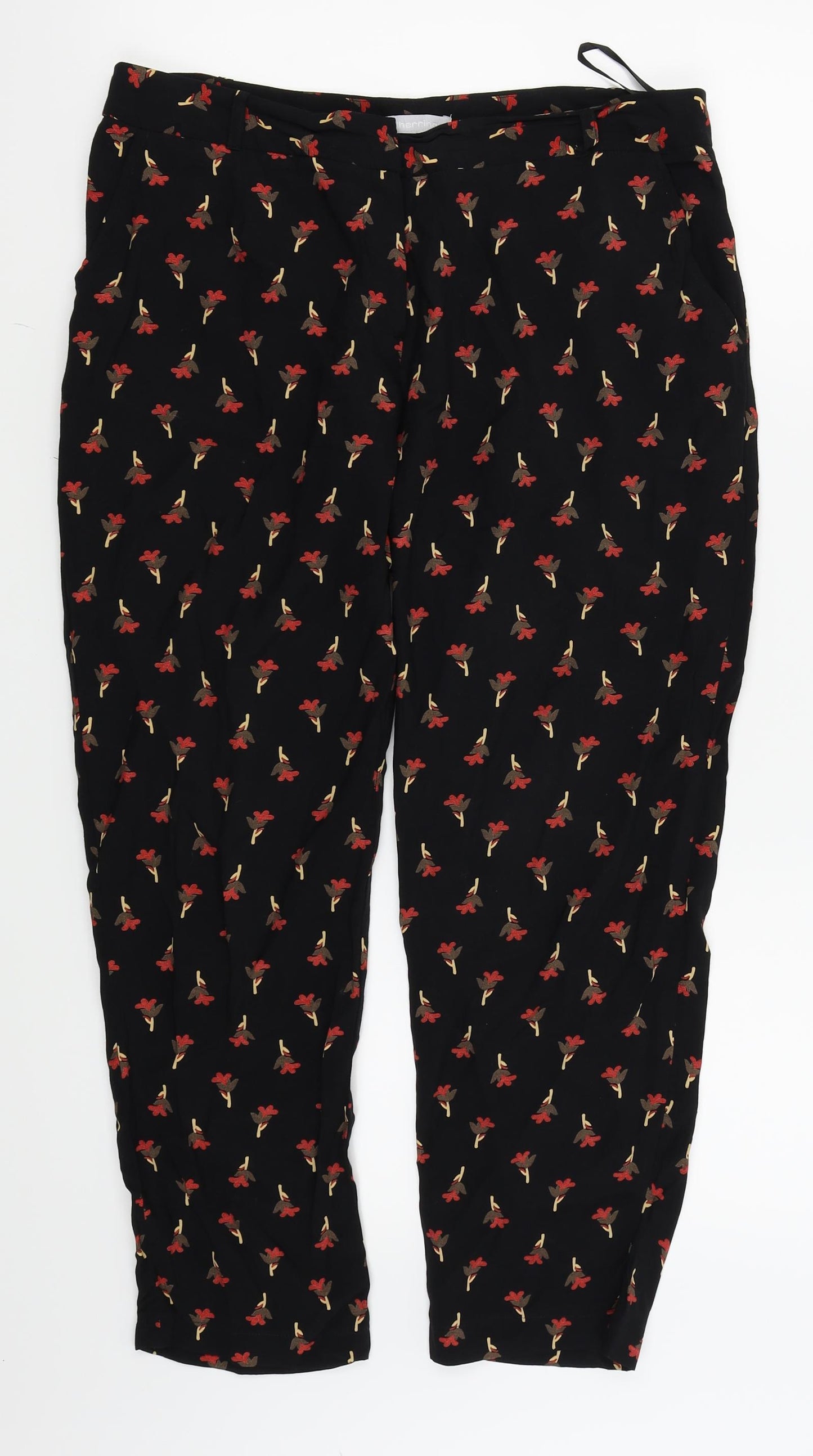 REDHERRING Womens Black Floral  Trousers  Size 12 L23 in