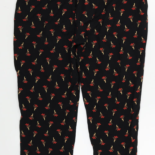 REDHERRING Womens Black Floral  Trousers  Size 12 L23 in