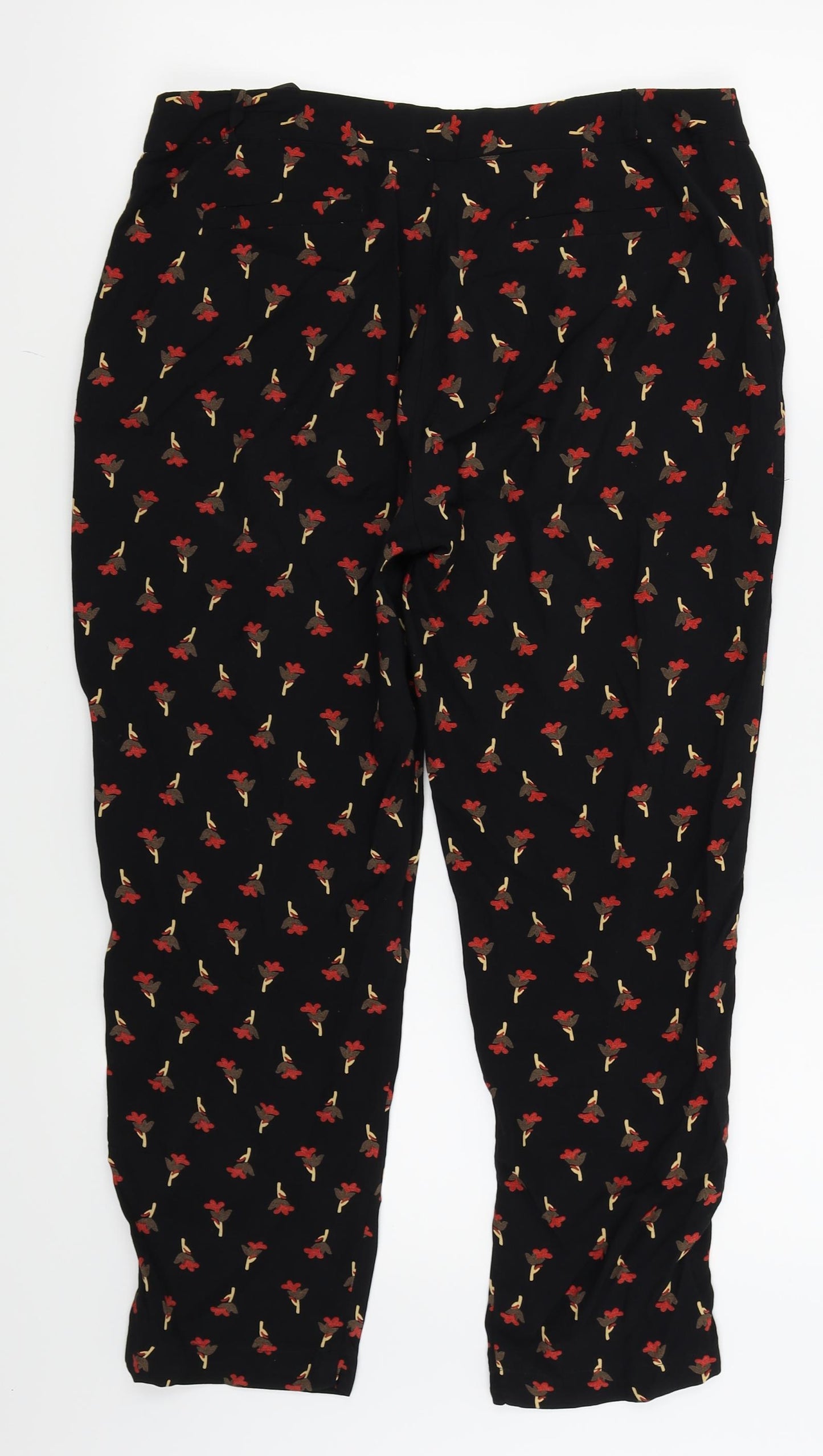 REDHERRING Womens Black Floral  Trousers  Size 12 L23 in