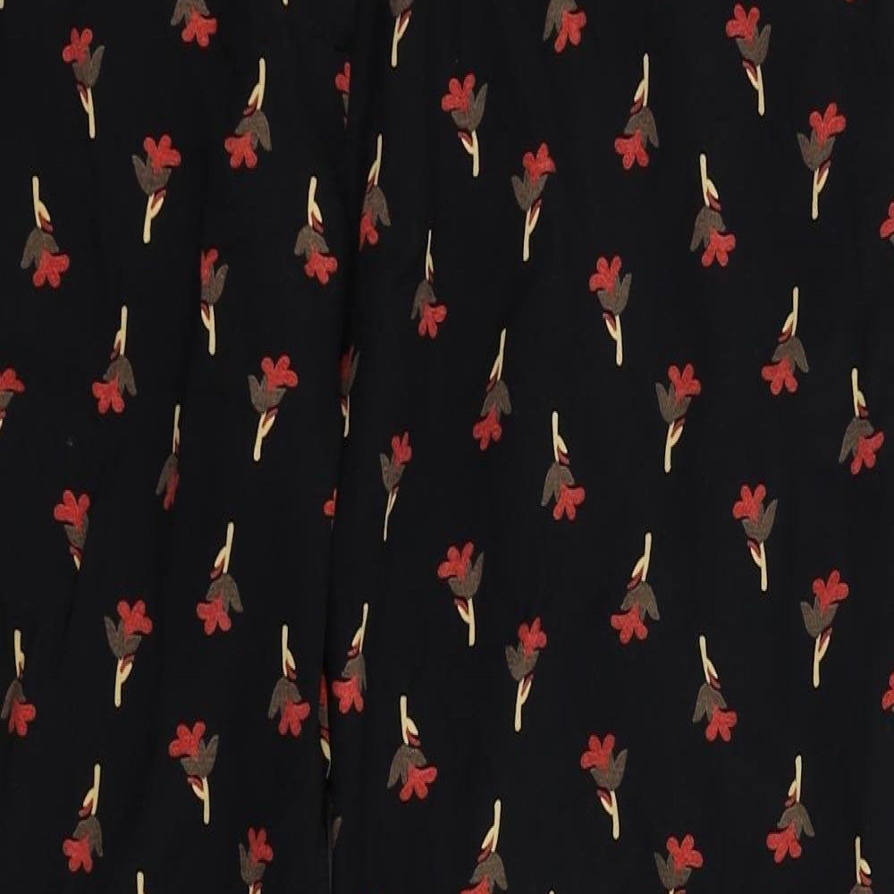 REDHERRING Womens Black Floral  Trousers  Size 12 L23 in