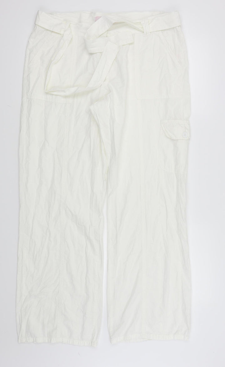 Simply Be Womens White Trousers Size 14 L26 in