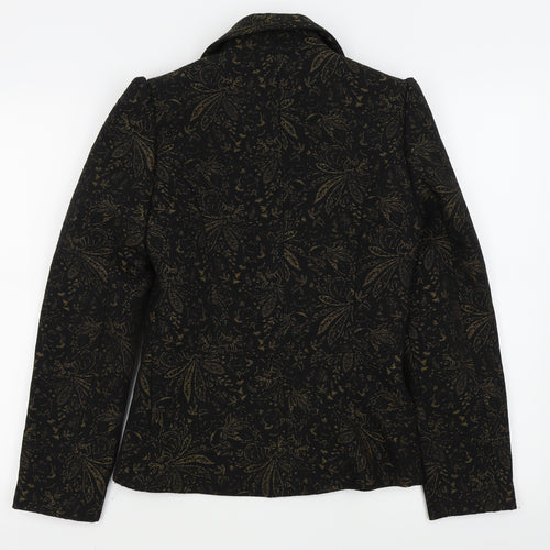 fae brains Womens Black Floral  Jacket Blazer Size 8