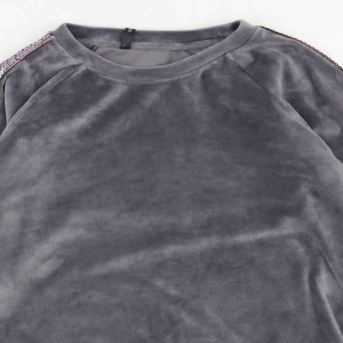 Asda George Girls Grey Solid  Top Pyjama Top Size 11-12 Years