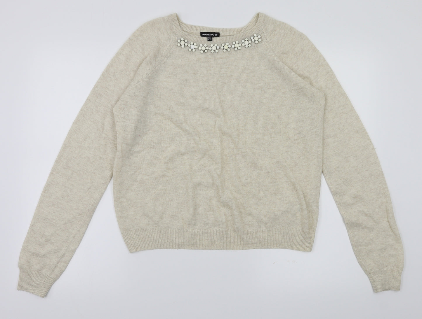 Warehouse Womens Ivory   Pullover Jumper Size 14