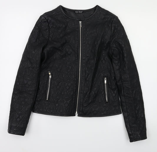 Front view of Select women’s black jacket, size UK 6
