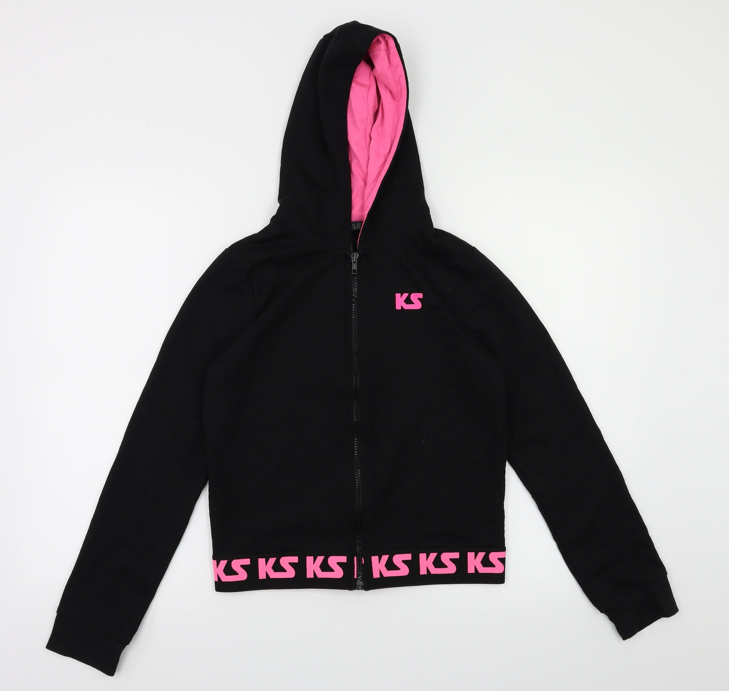 M&Co Girls Black   Full Zip Jumper Size 13 Years