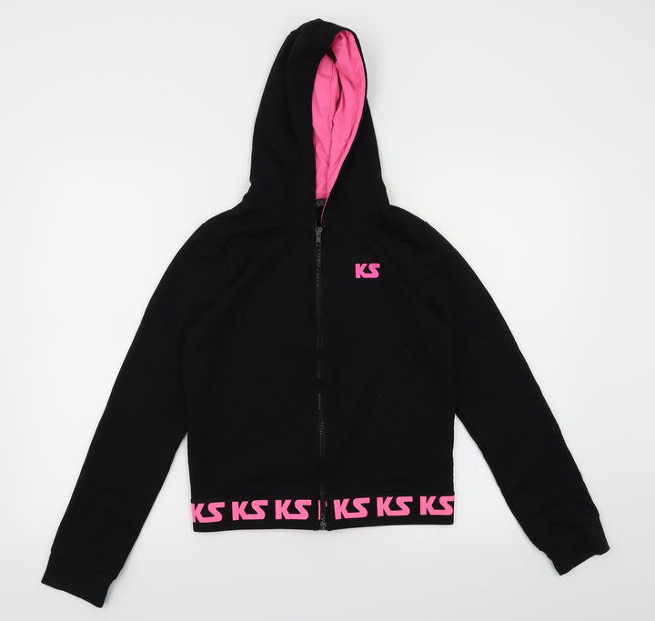 M&Co Girls Black   Full Zip Jumper Size 13 Years