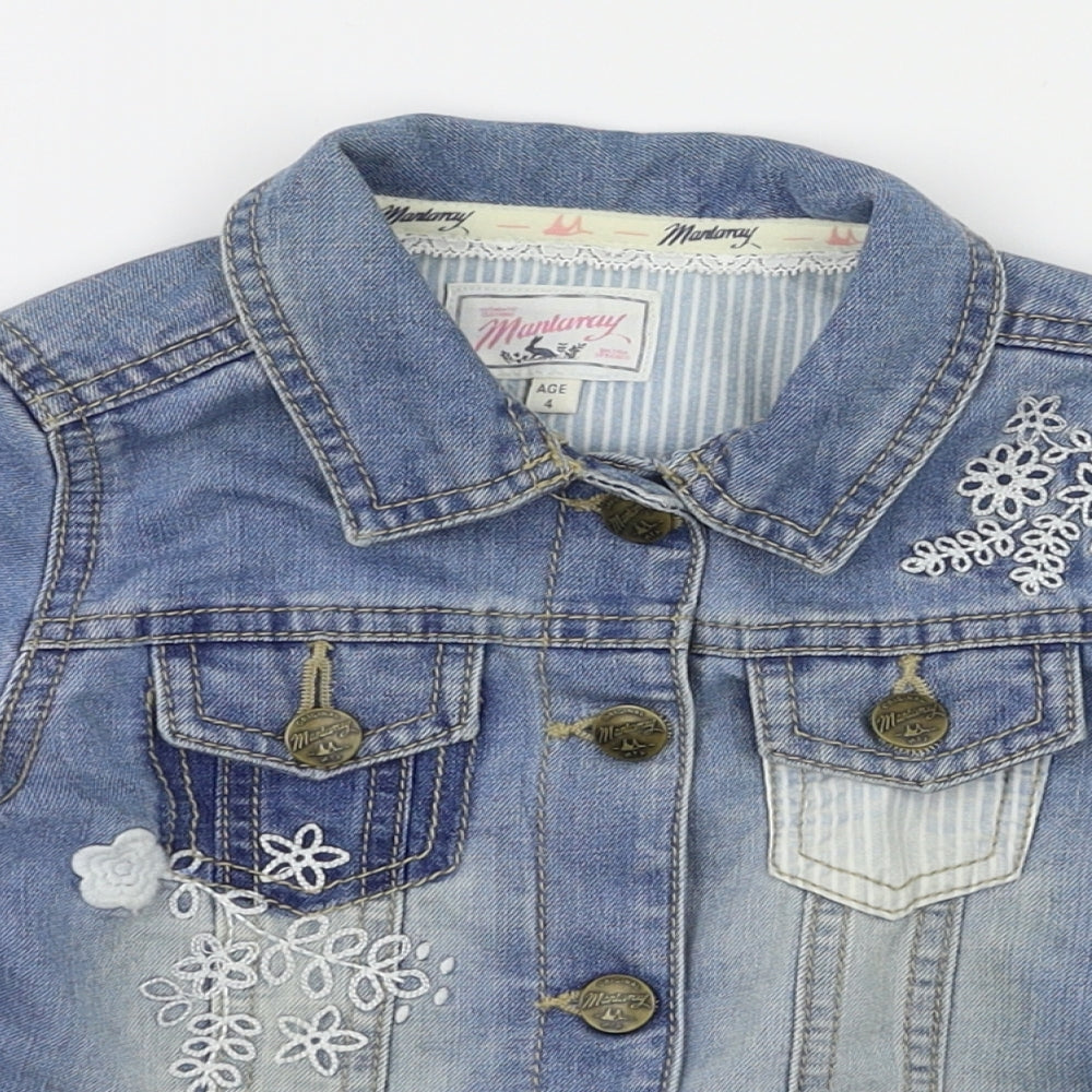 mantaray Girls Blue   Basic Jacket Jacket Size 4 Years