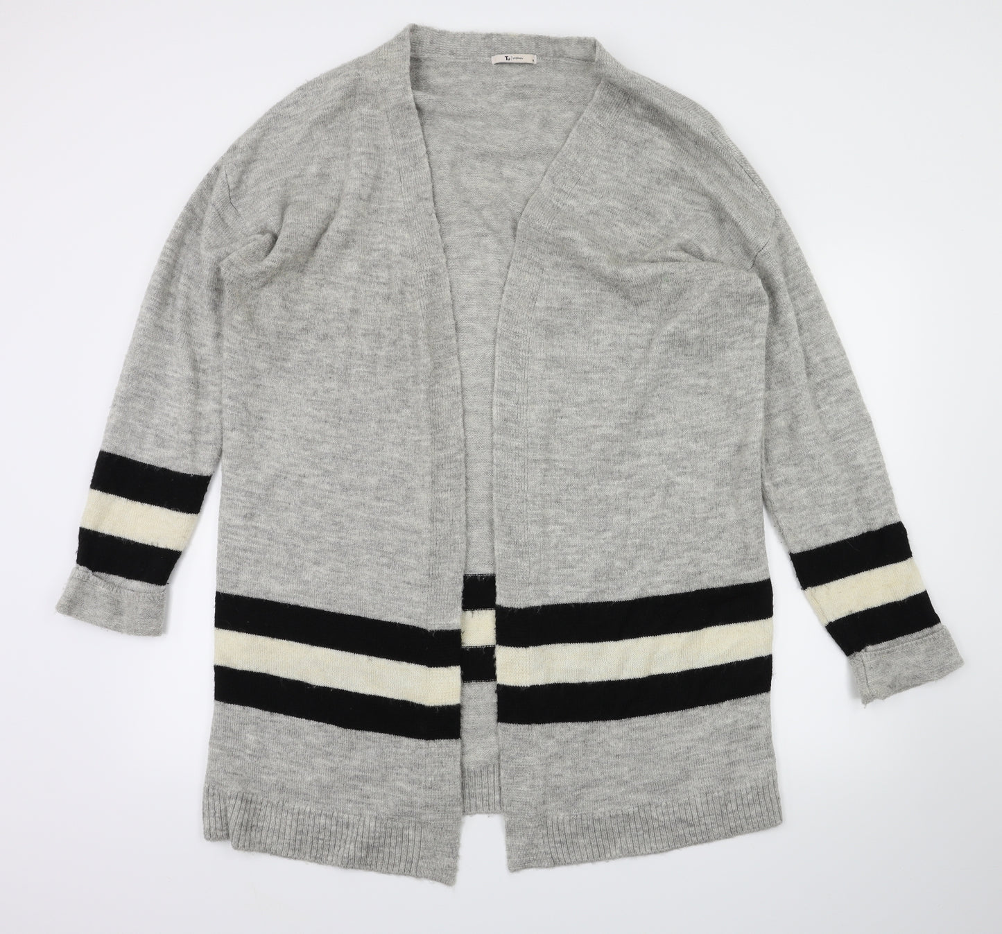 TU Womens Grey Striped  Cardigan Jumper Size 16