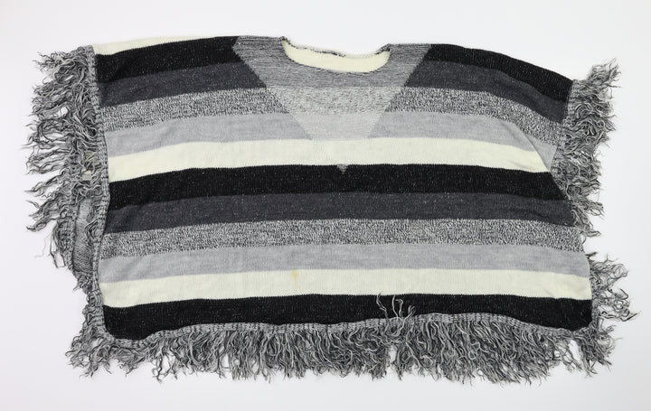 Preworn Womens Grey Striped Shawl/Wrap