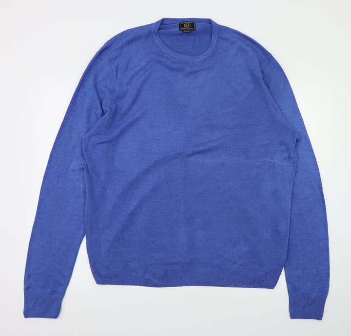 F&F Mens Blue Houndstooth Pullover Sweatshirt Size XL