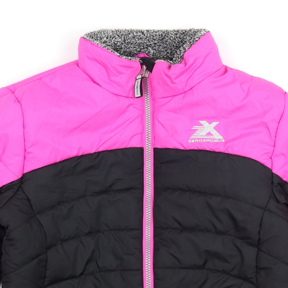 ZeroXposur Girls Pink Colourblock  Puffer Jacket Coat Size M