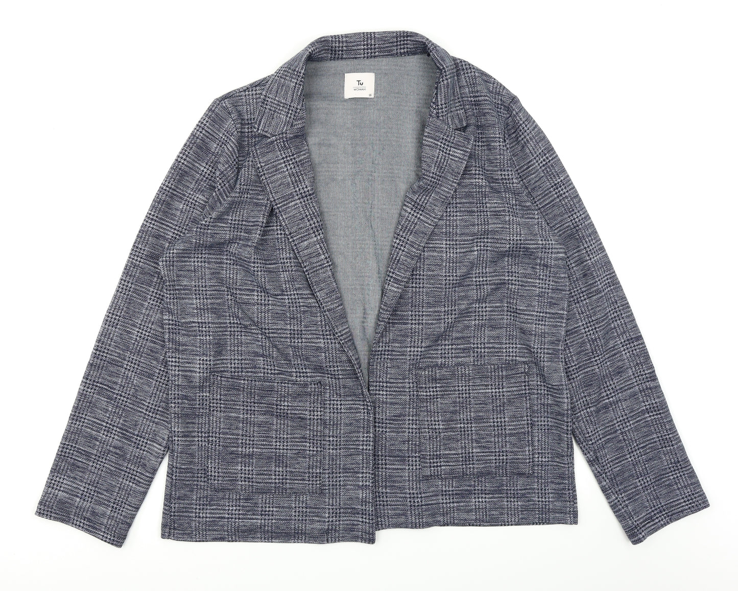 TU Womens Blue Plaid  Jacket  Size 16
