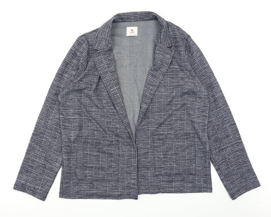 Front view of Tu women’s blue plaid jacket, size UK 16