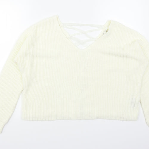 Miss Selfridge Womens White   Pullover Jumper Size 8  - Lace corset back