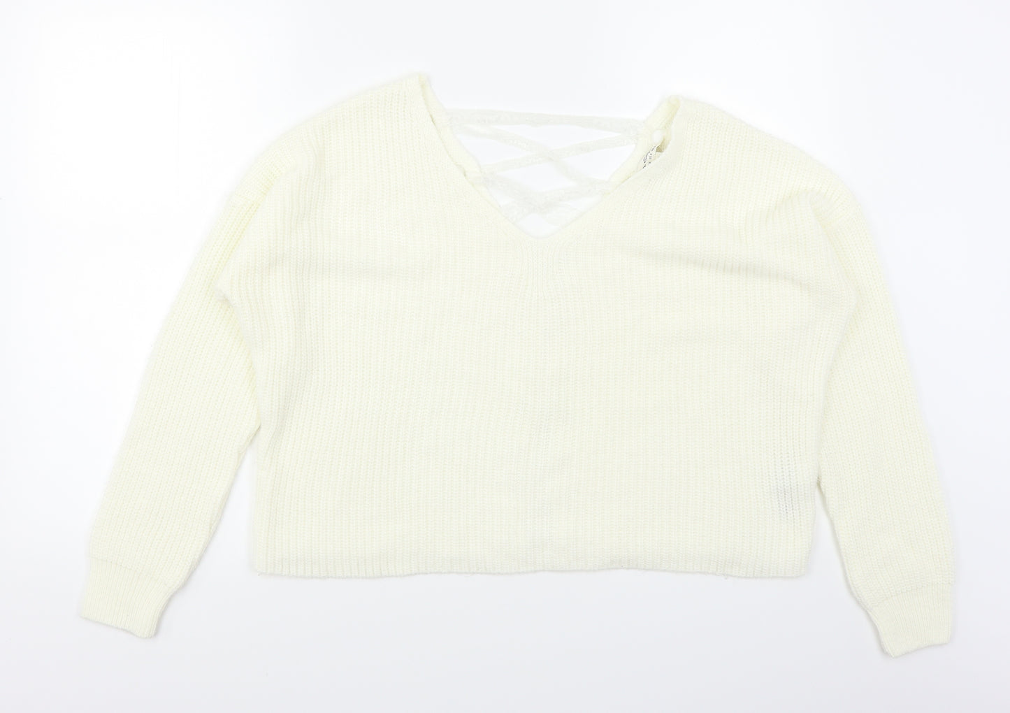 Miss Selfridge Womens White   Pullover Jumper Size 8  - Lace corset back