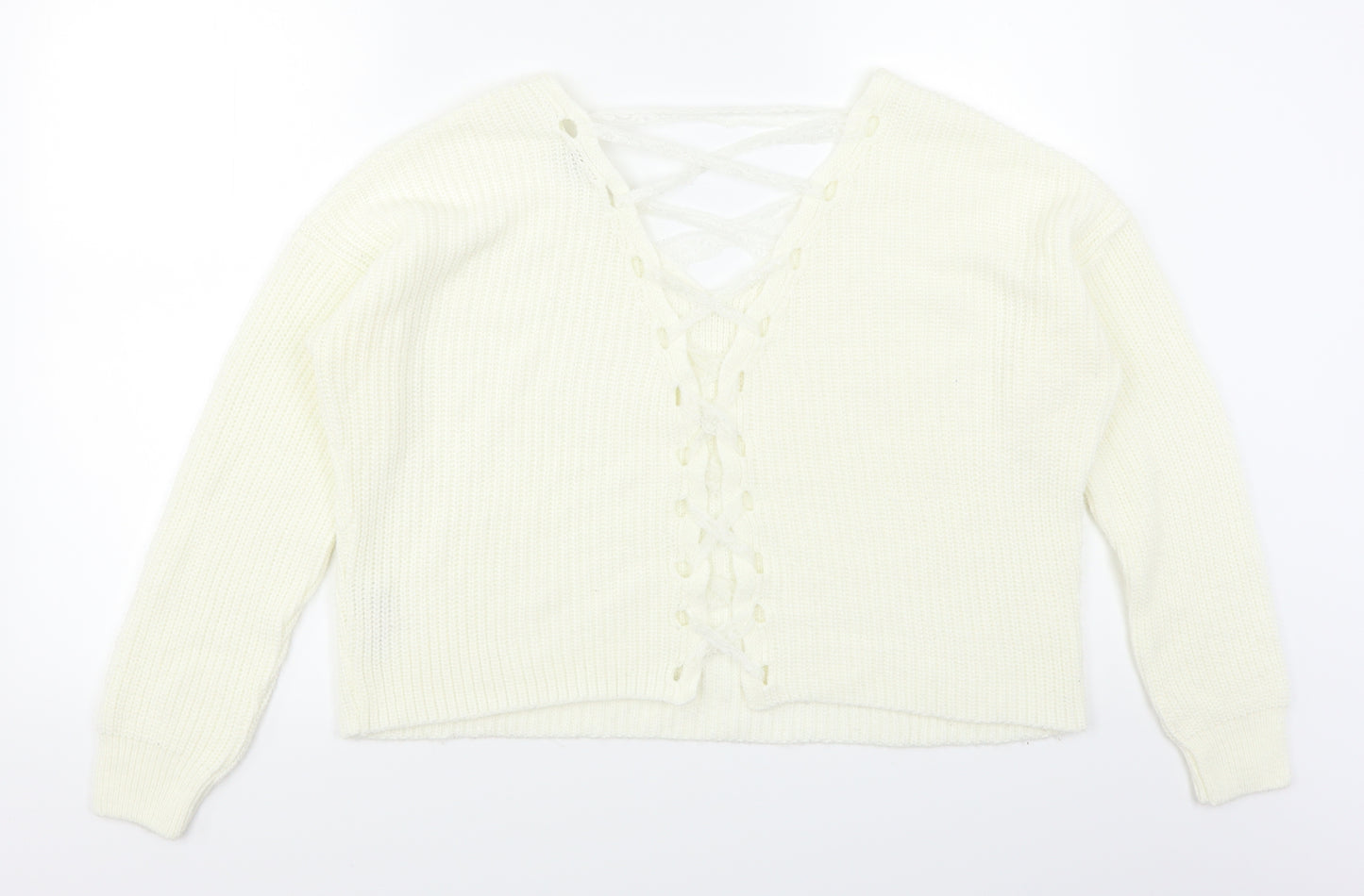 Miss Selfridge Womens White   Pullover Jumper Size 8  - Lace corset back