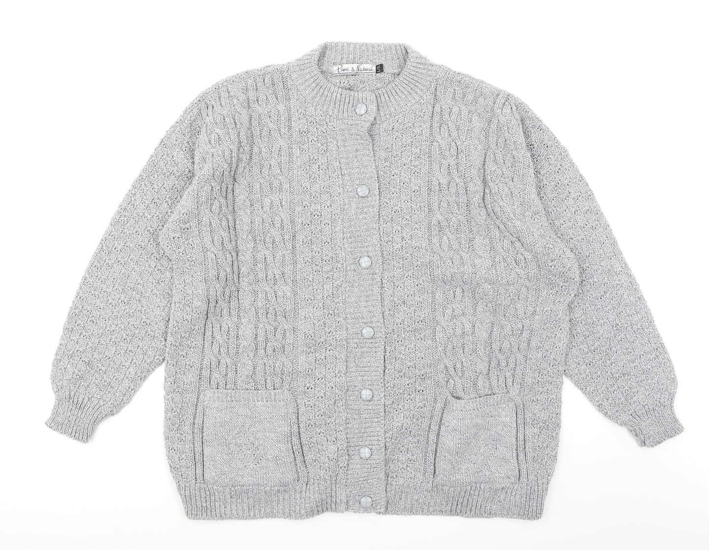 Pure & Natural Womens Grey   Cardigan Jumper Size L