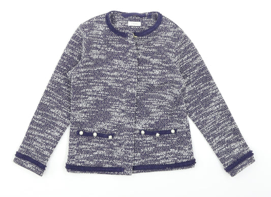 Front view of Next girls’ blue jacket, size 5, years