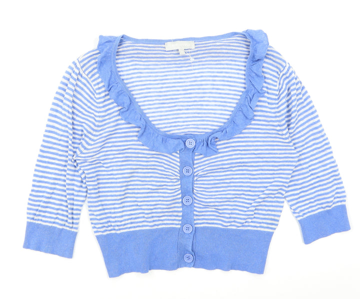 Red Herring Womens Blue Striped Cardigan Jumper Size 12