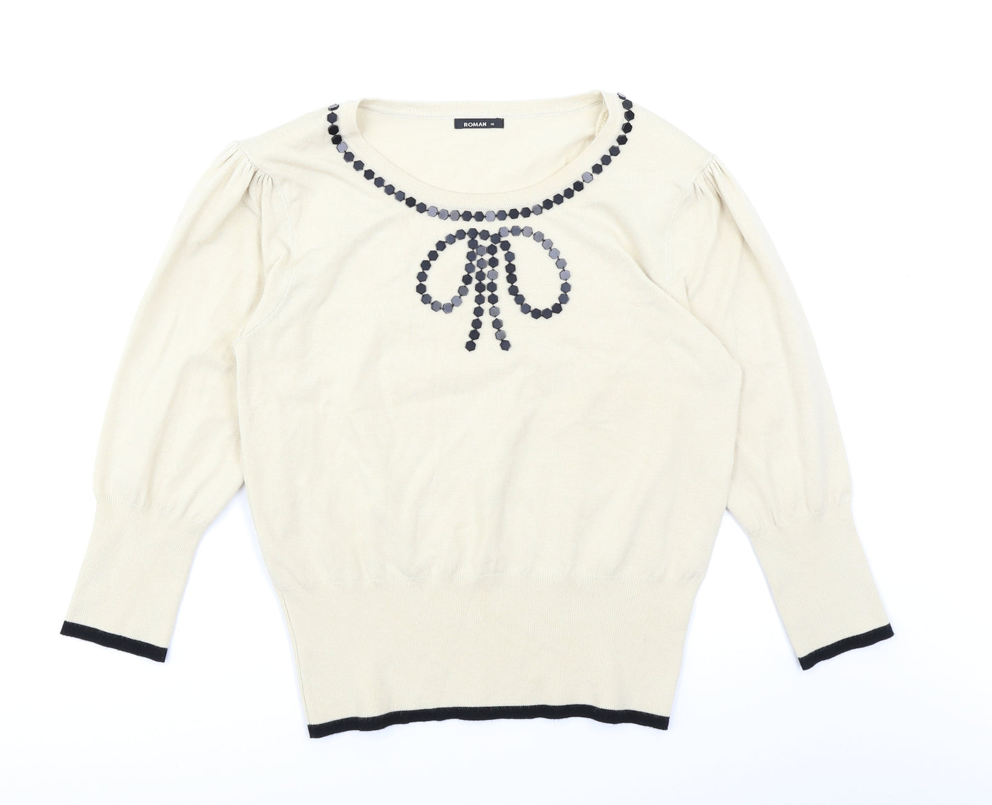 Roman Womens Beige   Pullover Jumper Size 16