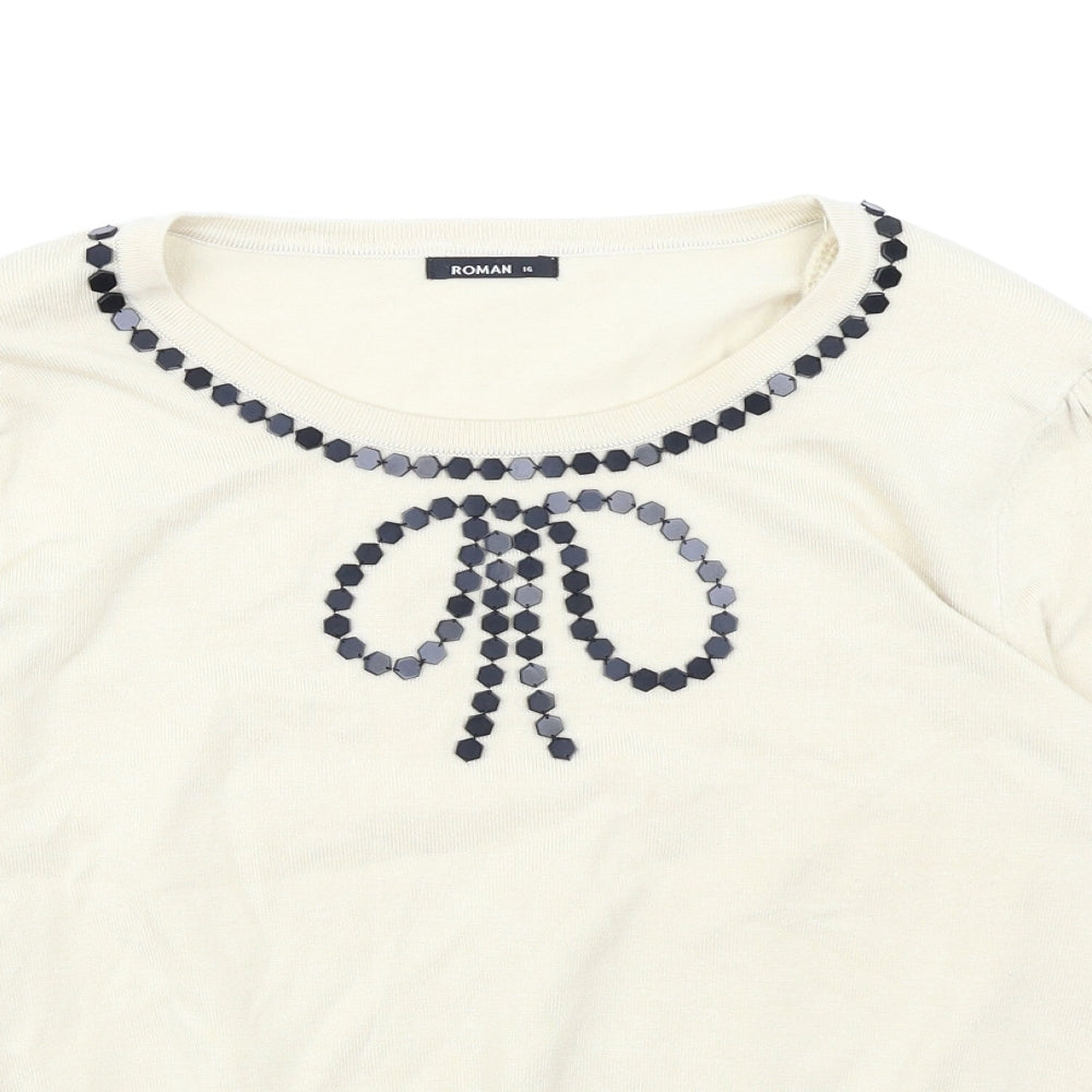 Roman Womens Beige   Pullover Jumper Size 16